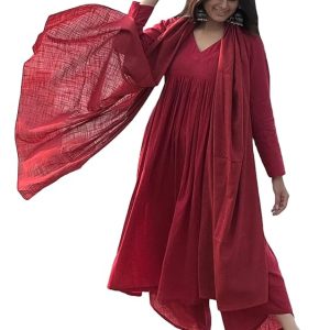 anni designer women's rayon viscose a line solid kurta with palazzo & dupatta
